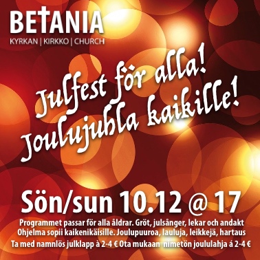 Joulujuhla kaikille 10.12 klo 17!