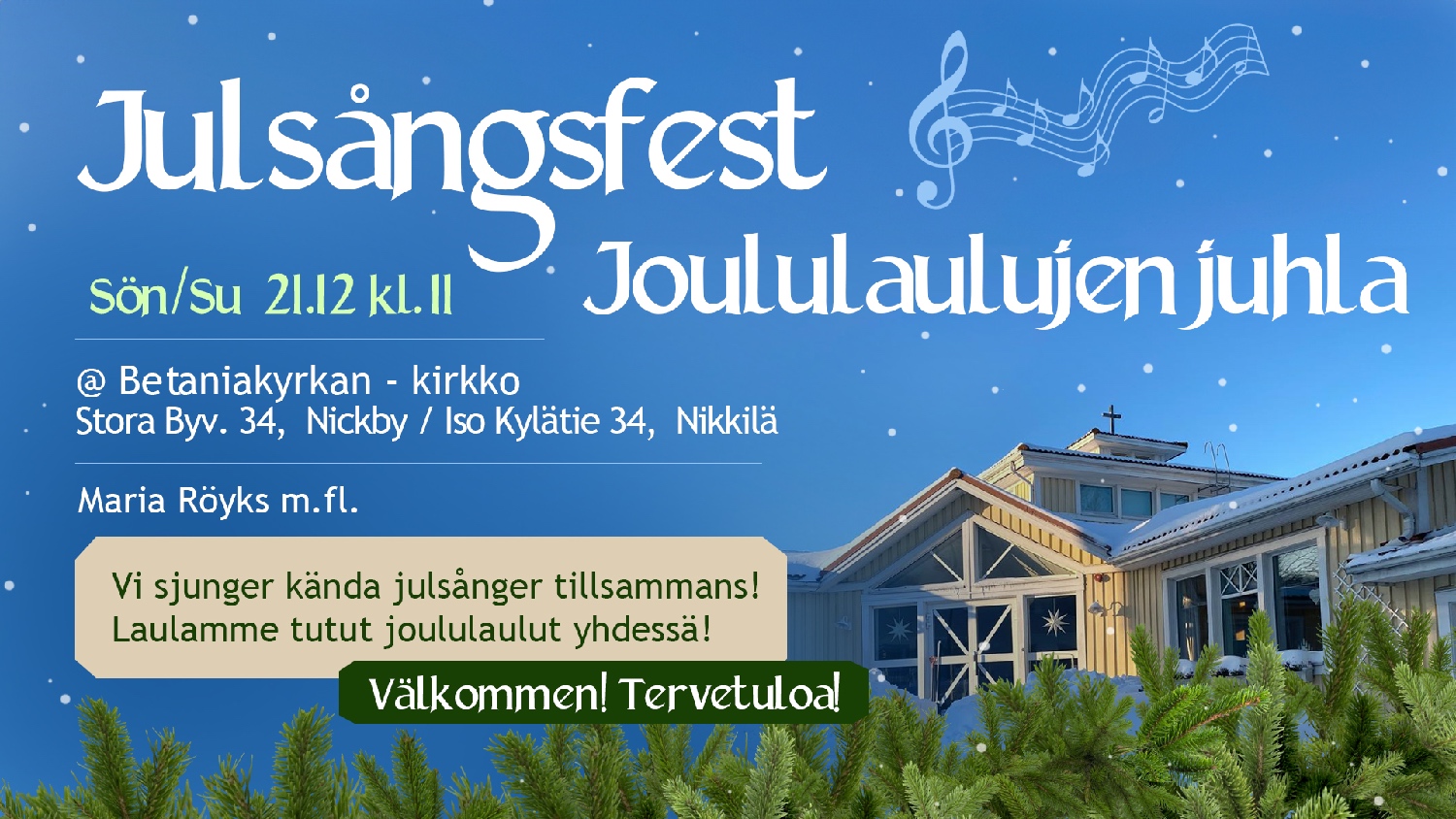 Julsångsfest i Betania – 21.12 kl. 11